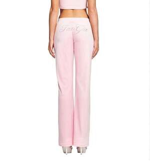 I.AM.GIA Kameron Baby Pink Velour Low-Rise Flare Track Pants SIZE SMALL